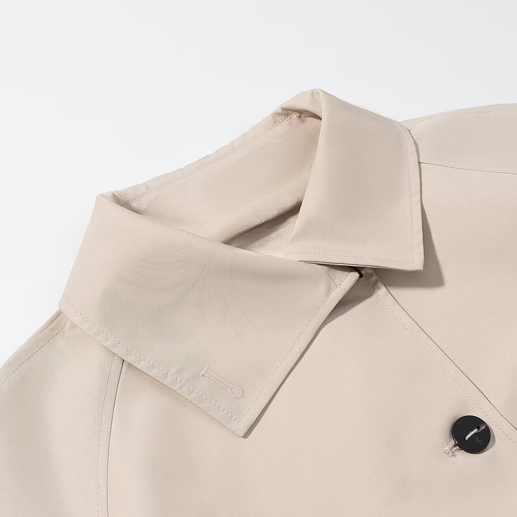 Women Autumn Polo Collar Short Trench Coat