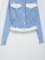 Early Autumn Women Clothing Patchwork Denim Jacket Mid Waist Stitching Jeans