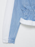 Early Autumn Women Clothing Patchwork Denim Jacket Mid Waist Stitching Jeans