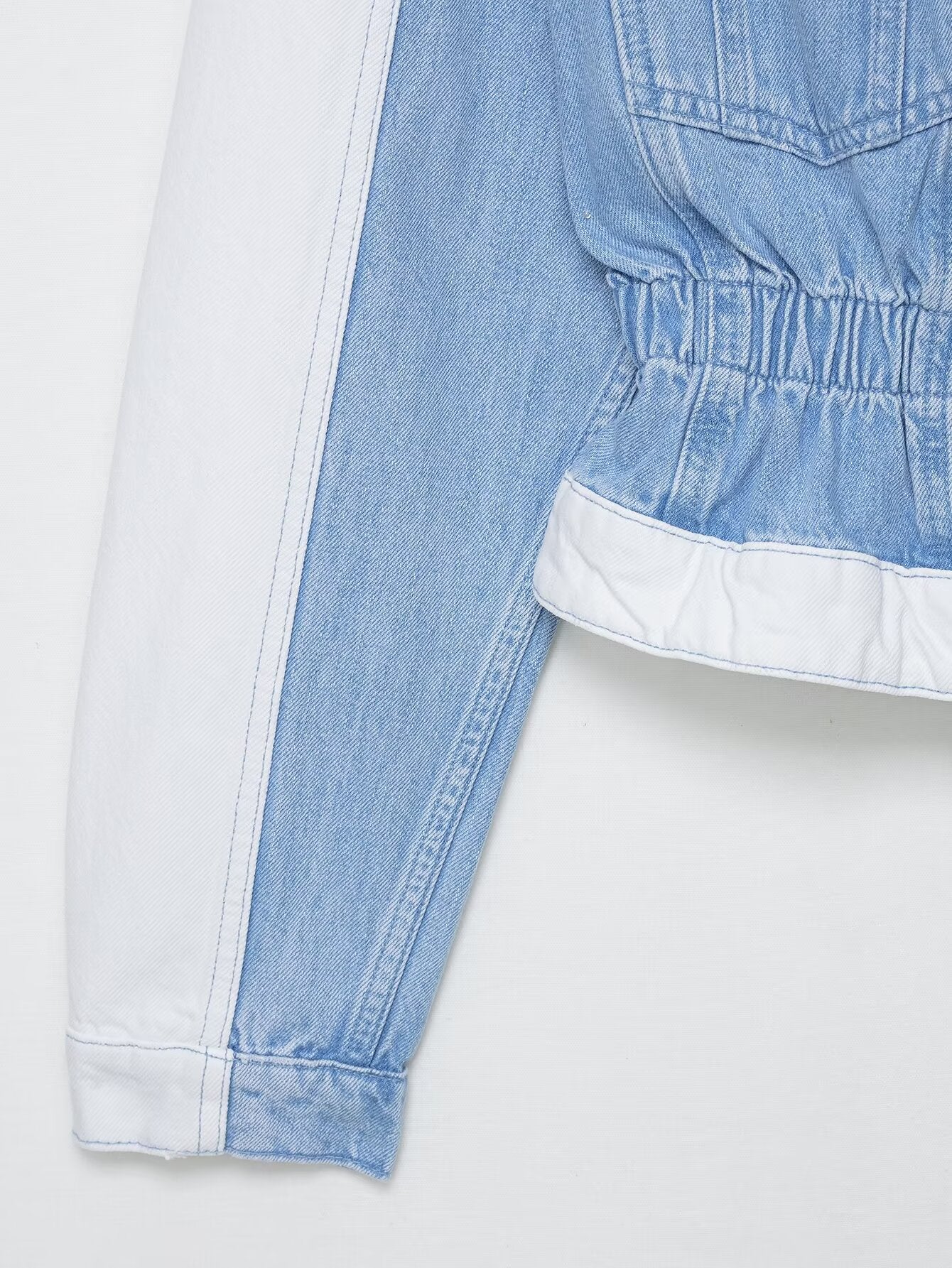 Early Autumn Women Clothing Patchwork Denim Jacket Mid Waist Stitching Jeans