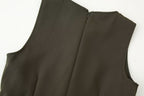 Women Clothing Autumn Lightly Mature with Belt Stitching Ruffle Midi Dress