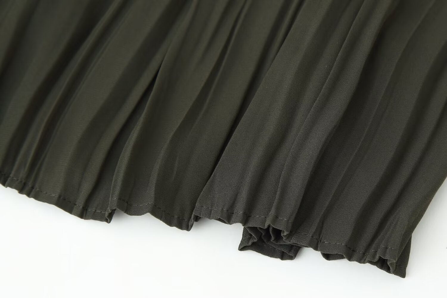 Women Clothing Autumn Lightly Mature with Belt Stitching Ruffle Midi Dress