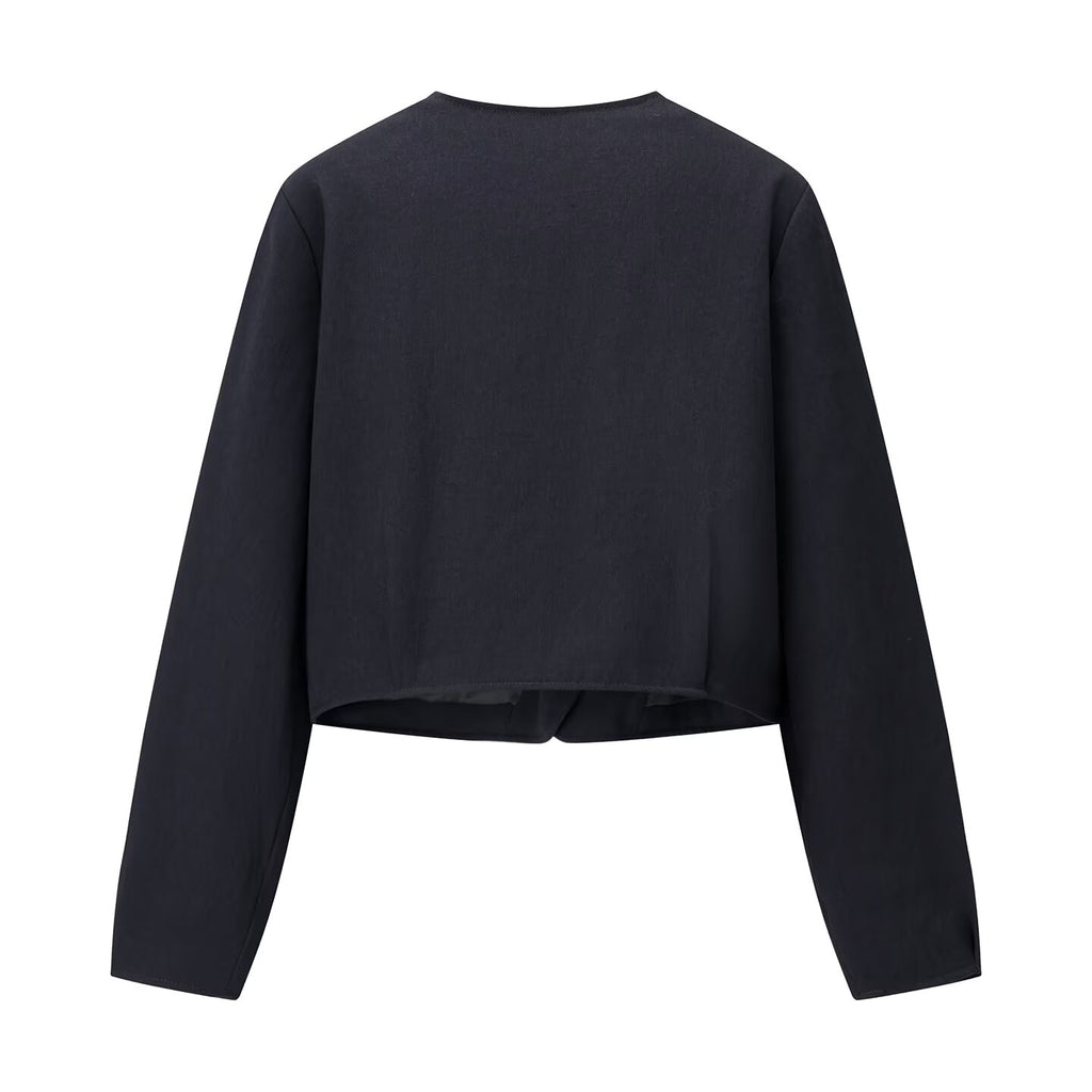Women Gold Button Short Blazer Belt Casual Shorts