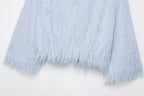 Women Decorated Tassel Long Sleeved Jacket Coat