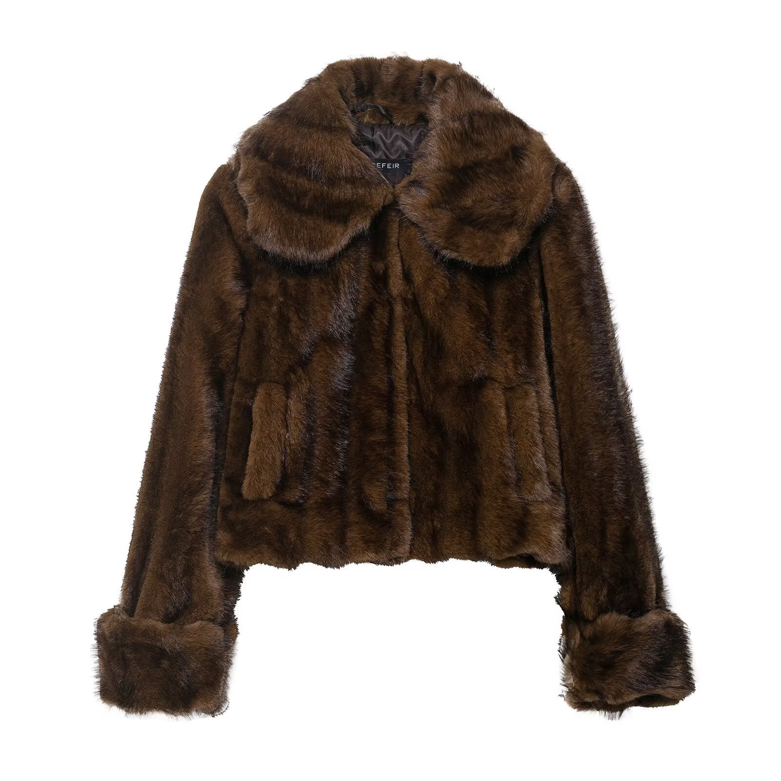 Fall Women Clothing Artificial Fur Effect Jacket with Skirt
