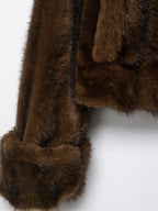 Fall Women Clothing Artificial Fur Effect Jacket with Skirt