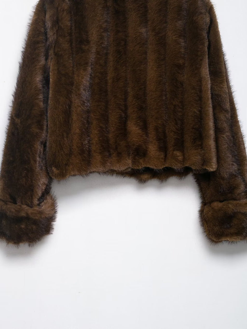 Fall Women Clothing Artificial Fur Effect Jacket with Skirt