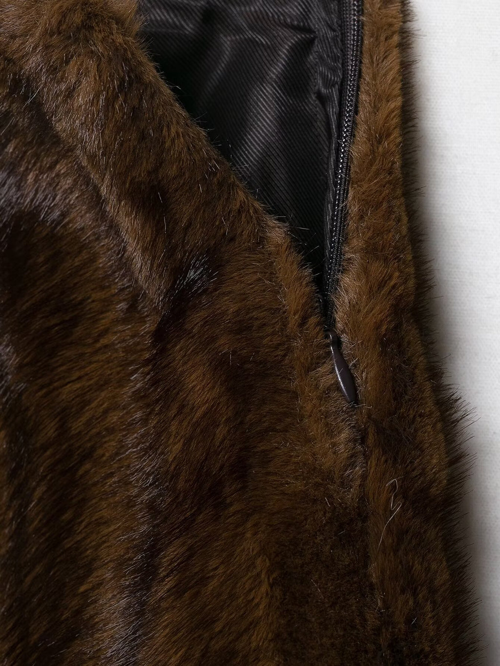 Fall Women Clothing Artificial Fur Effect Jacket with Skirt