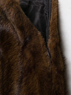 Fall Women Clothing Artificial Fur Effect Jacket with Skirt