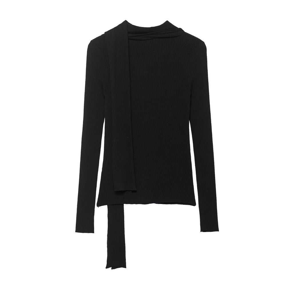 Women Clothing Scarf Rib Knitted Coat