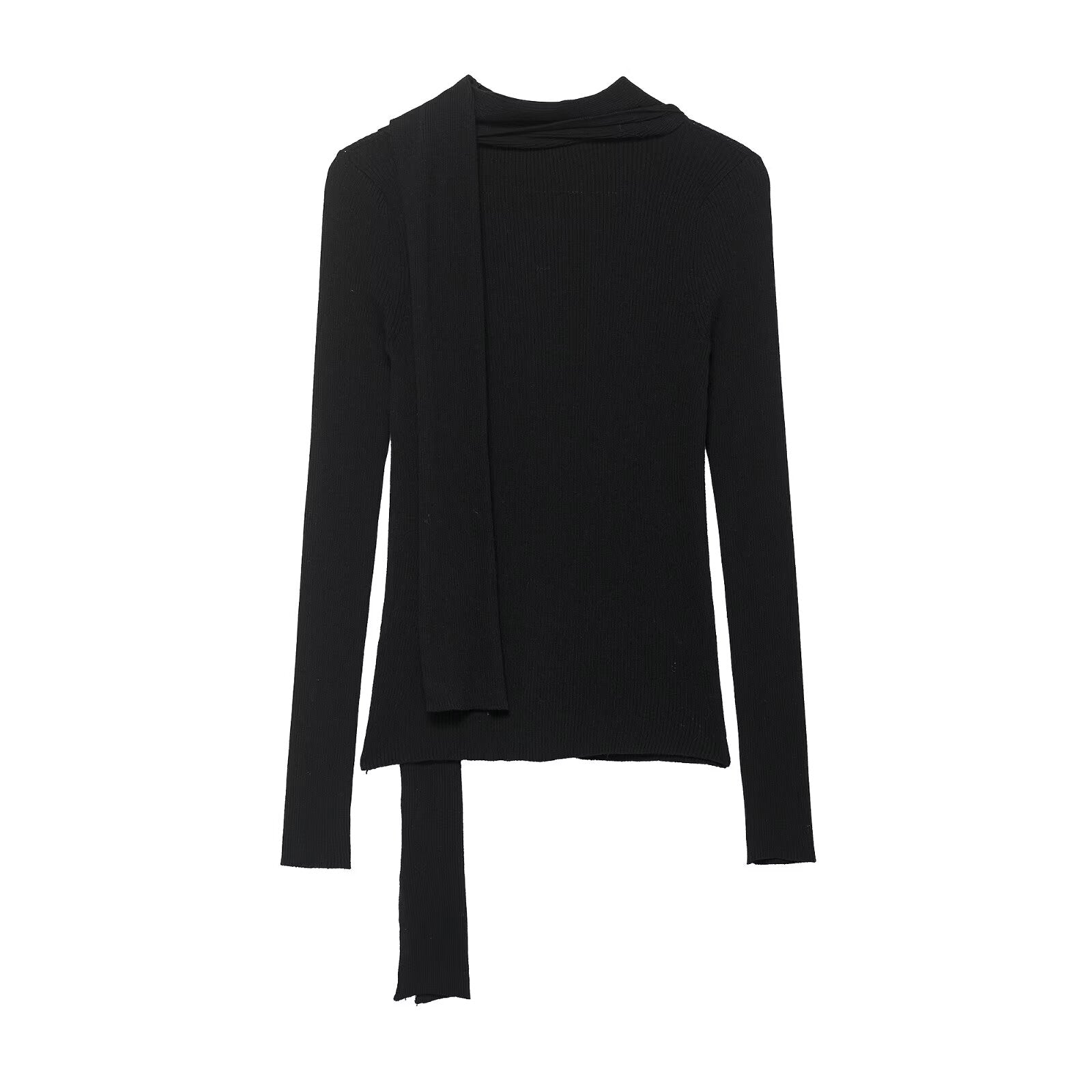 Women Clothing Scarf Rib Knitted Coat