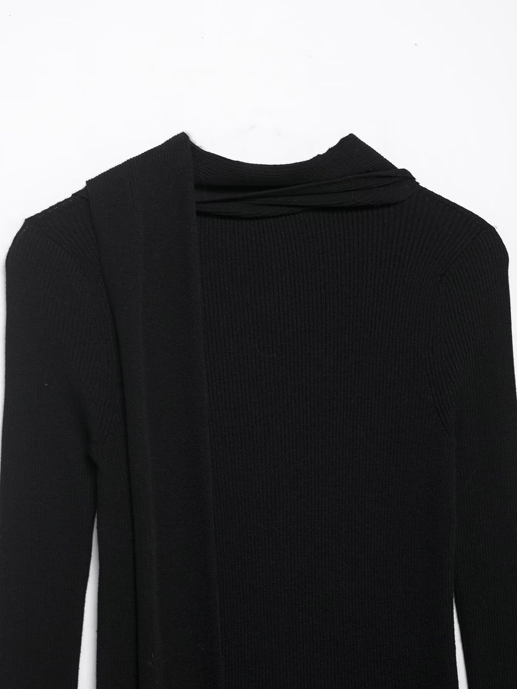 Women Clothing Scarf Rib Knitted Coat