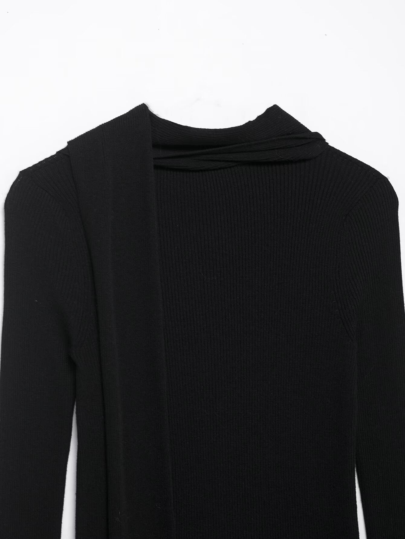 Women Clothing Scarf Rib Knitted Coat