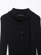 Women Clothing Scarf Rib Knitted Coat