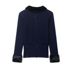 Elegant Artificial Fur Effect Splicing Knitwear Coat