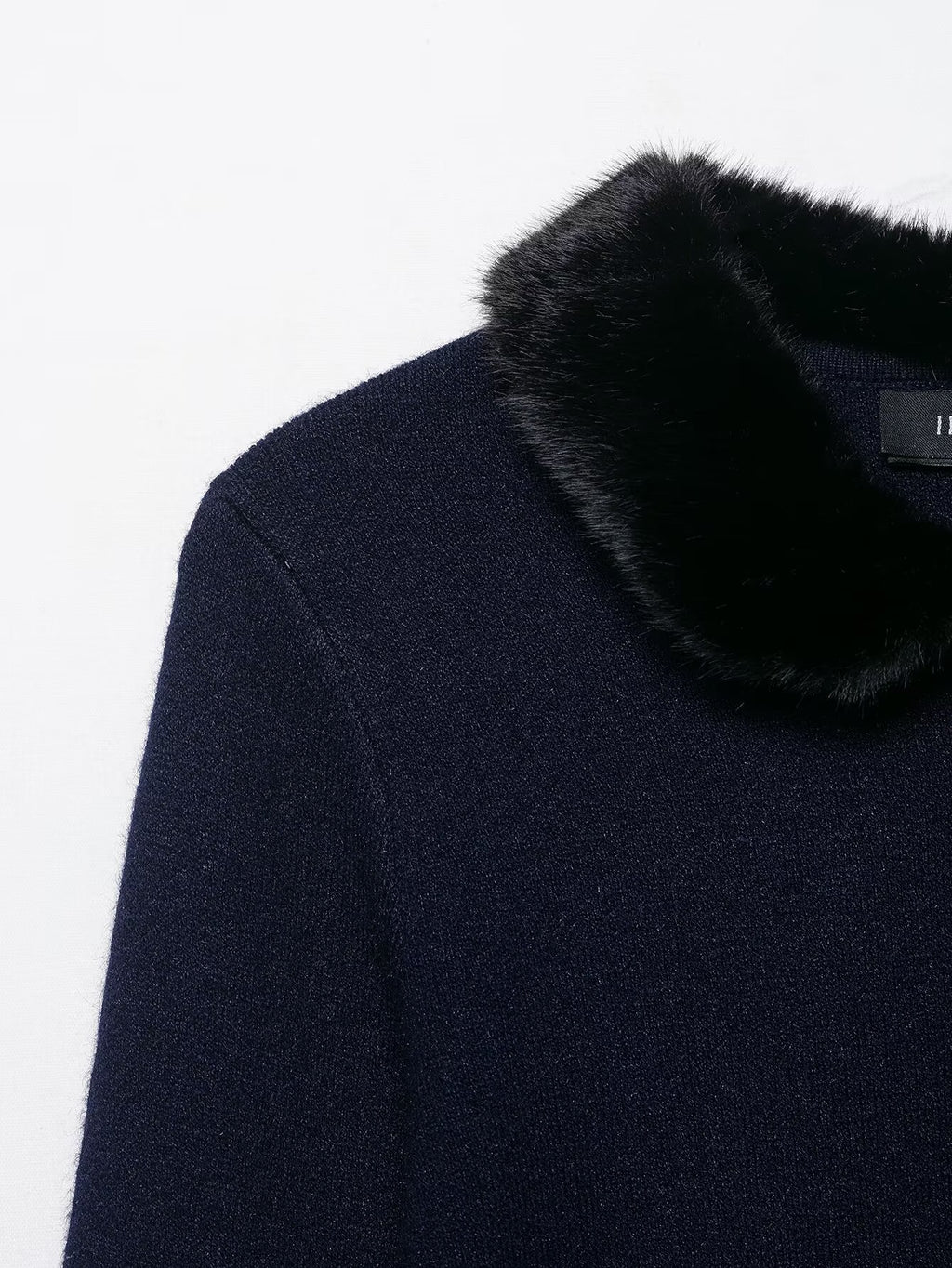 Elegant Artificial Fur Effect Splicing Knitwear Coat