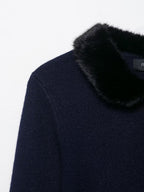 Elegant Artificial Fur Effect Splicing Knitwear Coat