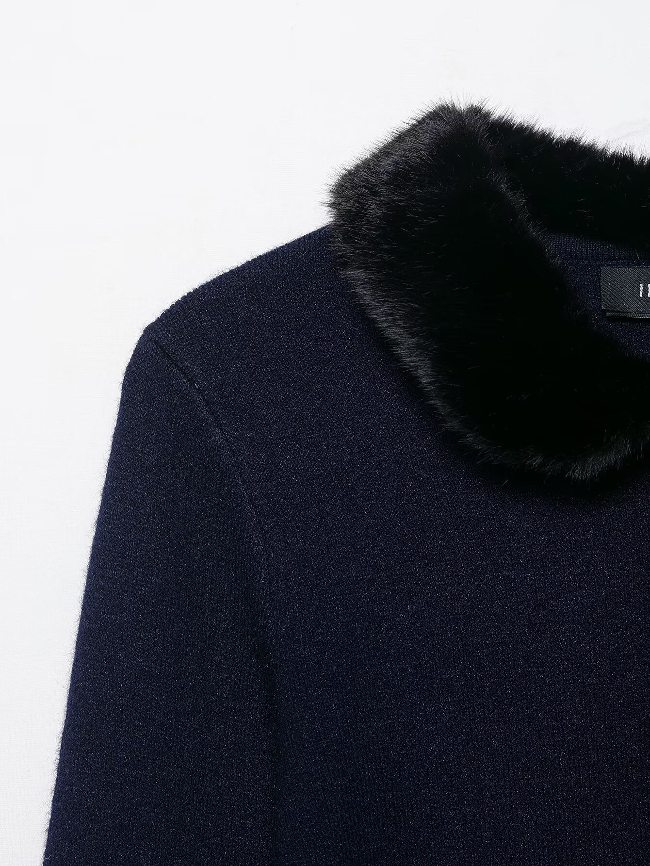 Elegant Artificial Fur Effect Splicing Knitwear Coat