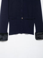 Elegant Artificial Fur Effect Splicing Knitwear Coat