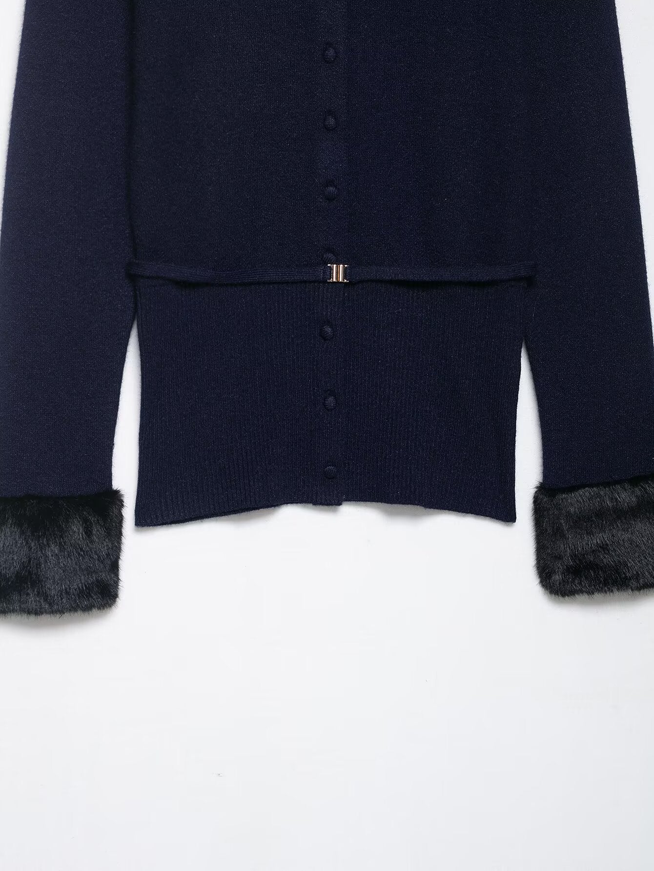 Elegant Artificial Fur Effect Splicing Knitwear Coat