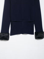 Elegant Artificial Fur Effect Splicing Knitwear Coat