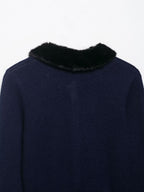 Elegant Artificial Fur Effect Splicing Knitwear Coat