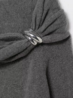 Women Clothing All Match Metal Inlaid Shoulder Baring Sweater