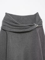 Women Clothing All Match Metal Inlaid Shoulder Baring Sweater