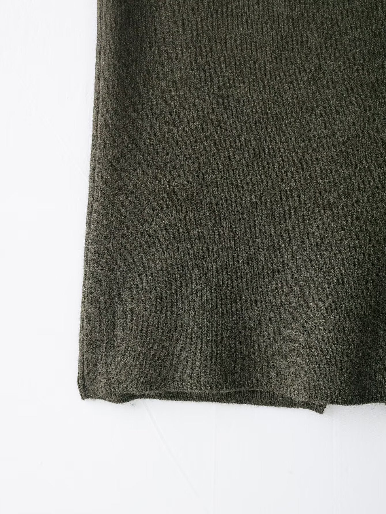 Women Clothing Popular Belt Diamond Pattern Knitted Coat Rib Midi Dress