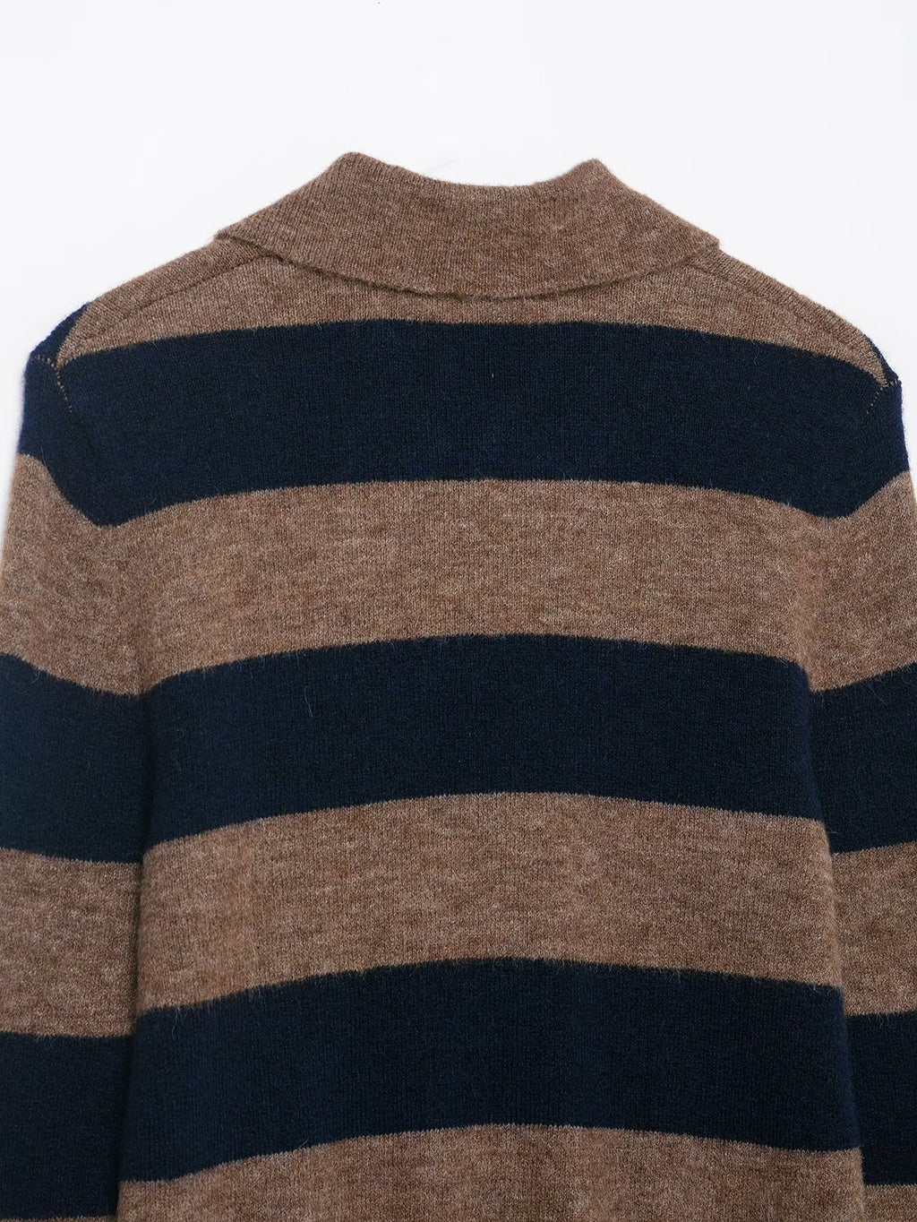 Autumn Winter Color Contrast Striped Knitted Coat Loose Fitting Underwear Sweater Women