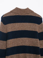 Autumn Winter Color Contrast Striped Knitted Coat Loose Fitting Underwear Sweater Women