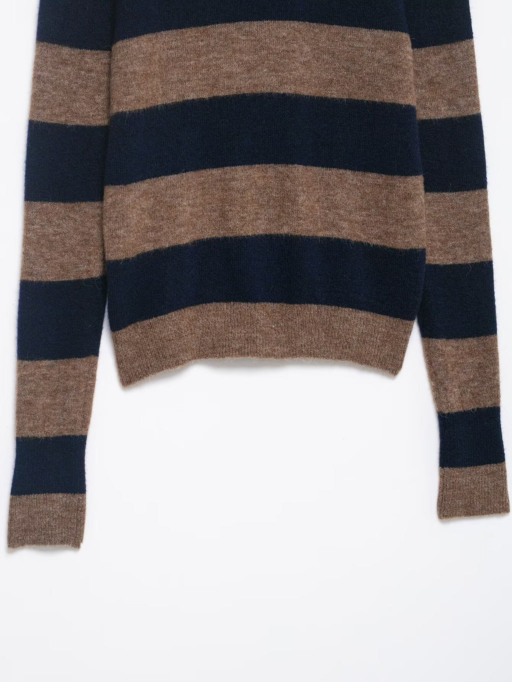 Autumn Winter Color Contrast Striped Knitted Coat Loose Fitting Underwear Sweater Women