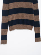 Autumn Winter Color Contrast Striped Knitted Coat Loose Fitting Underwear Sweater Women