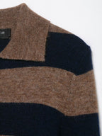 Autumn Winter Color Contrast Striped Knitted Coat Loose Fitting Underwear Sweater Women