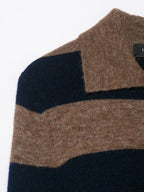 Autumn Winter Color Contrast Striped Knitted Coat Loose Fitting Underwear Sweater Women