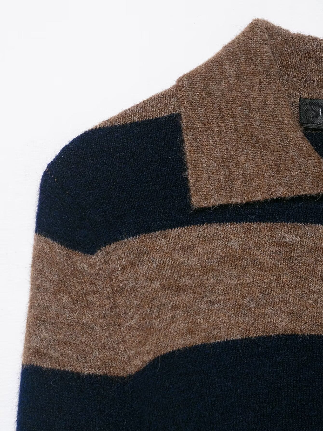Autumn Winter Color Contrast Striped Knitted Coat Loose Fitting Underwear Sweater Women