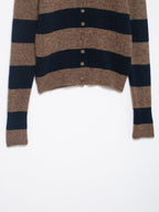 Autumn Winter Color Contrast Striped Knitted Coat Loose Fitting Underwear Sweater Women