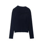 Women Clothing Autumn Zipper Rib Knitted Coat Sweater Cardigan Women