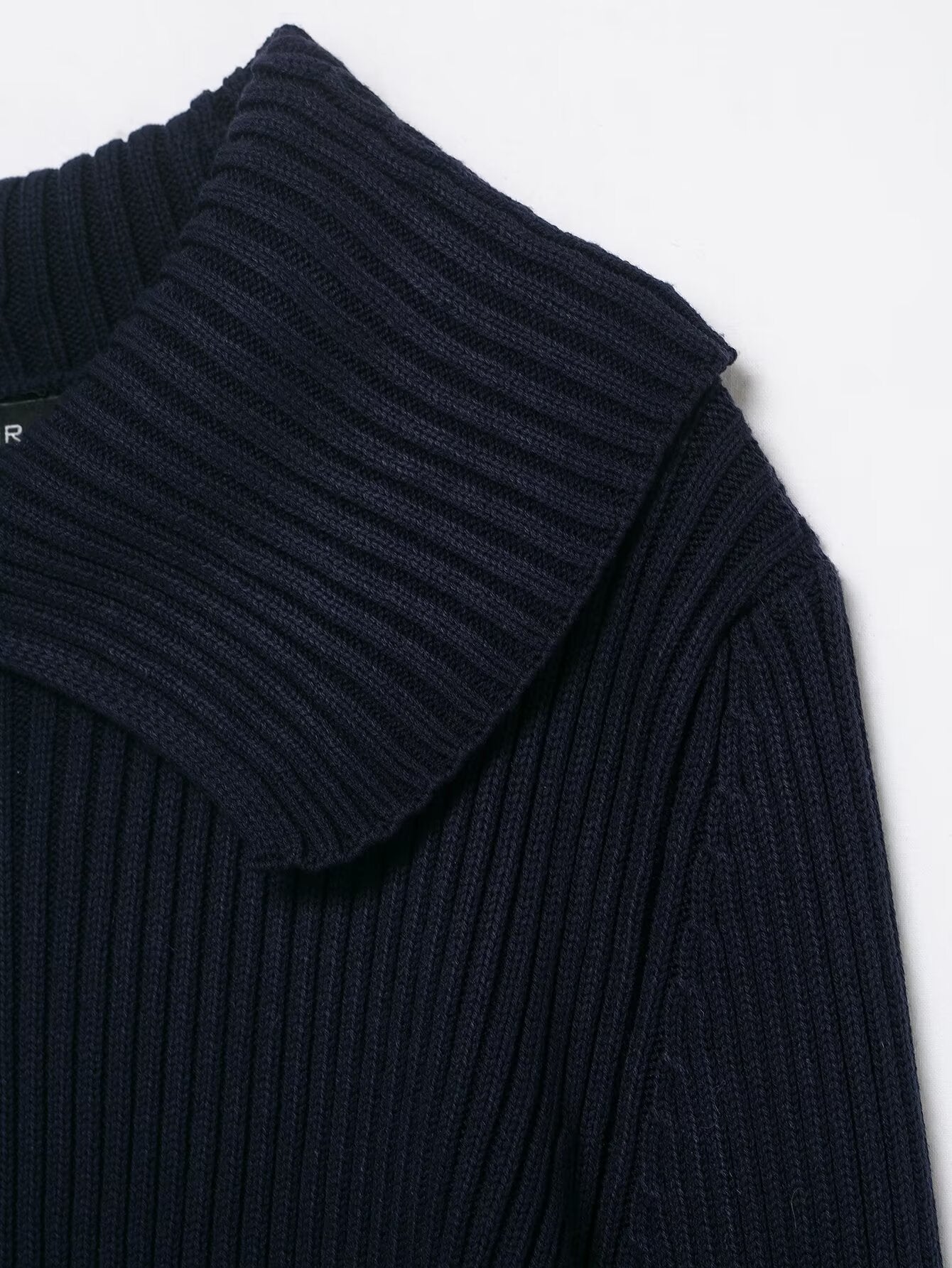 Women Clothing Autumn Zipper Rib Knitted Coat Sweater Cardigan Women