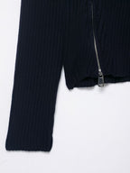 Women Clothing Autumn Zipper Rib Knitted Coat Sweater Cardigan Women