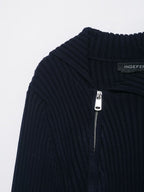 Women Clothing Autumn Zipper Rib Knitted Coat Sweater Cardigan Women