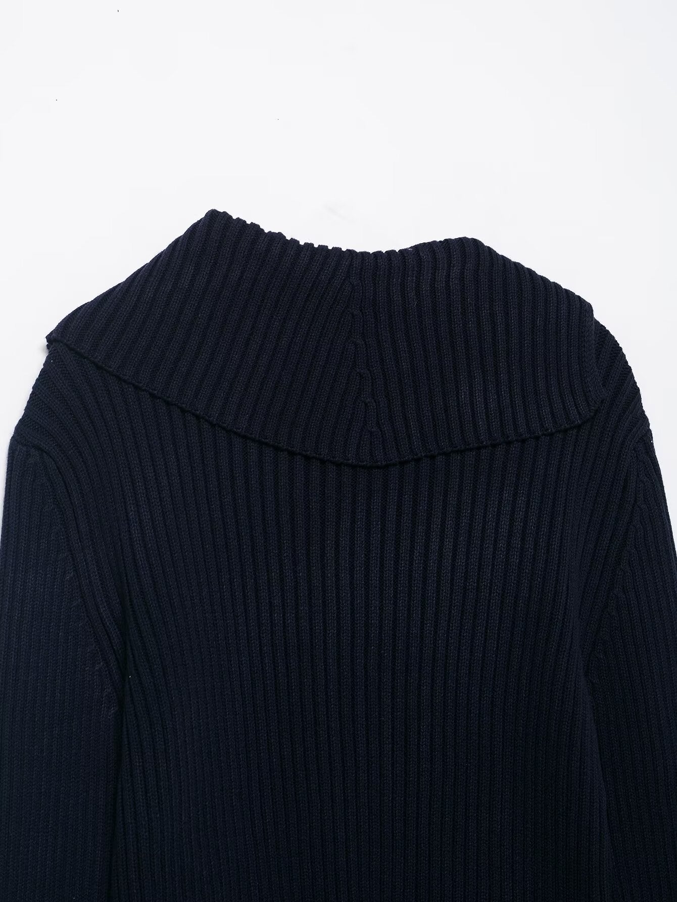 Women Clothing Autumn Zipper Rib Knitted Coat Sweater Cardigan Women