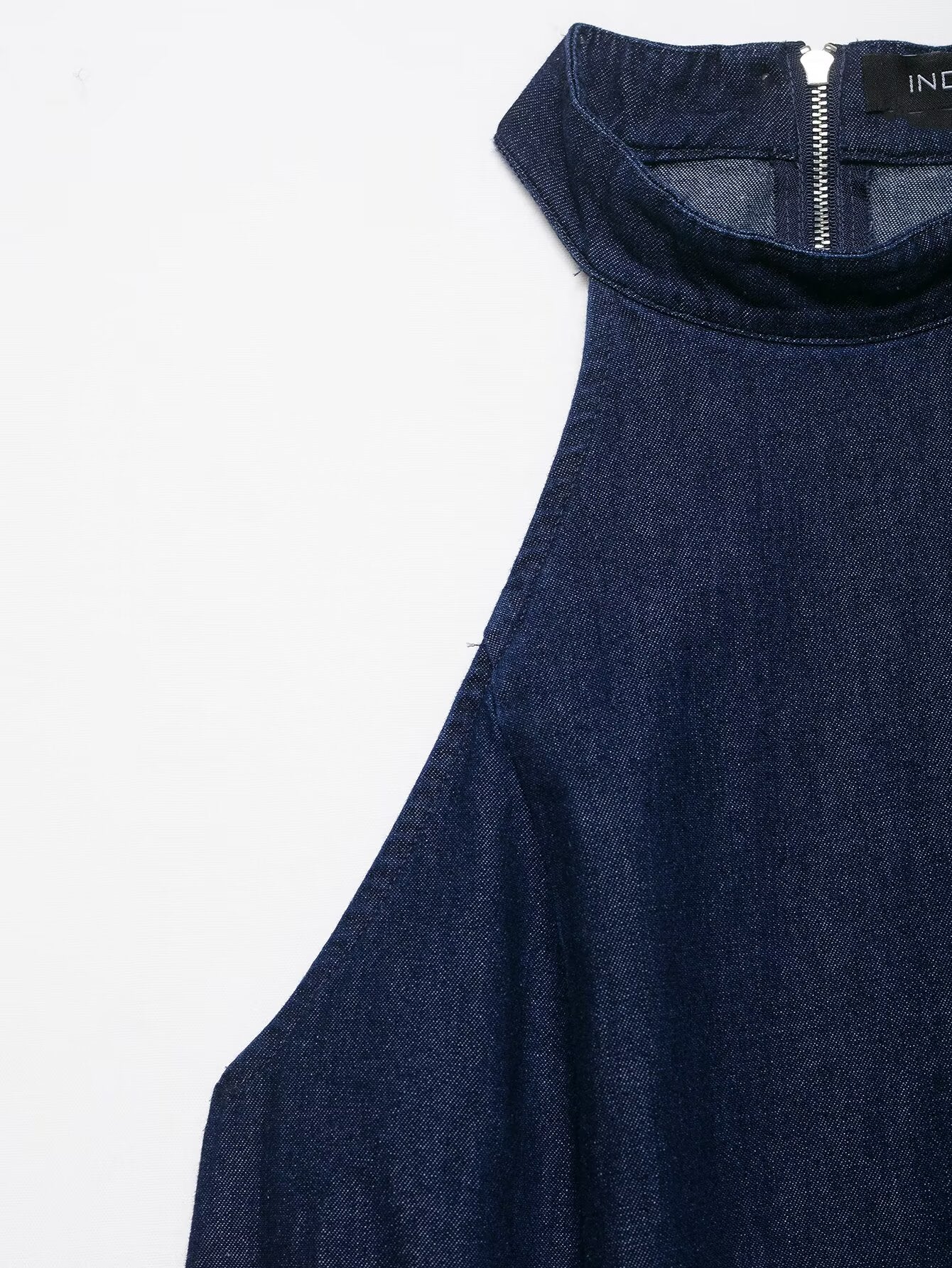 Autumn Casual Women Clothing Hanging Collar Denim Dress