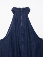 Autumn Casual Women Clothing Hanging Collar Denim Dress