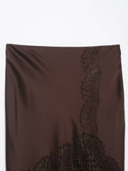 Women Lace Silk Satin Skirt