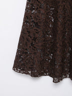 Women Lace Silk Satin Skirt