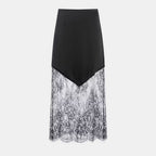 Women Clothing Winter Sexy See through Lace Stitching High Waist Skirt Long Skirt