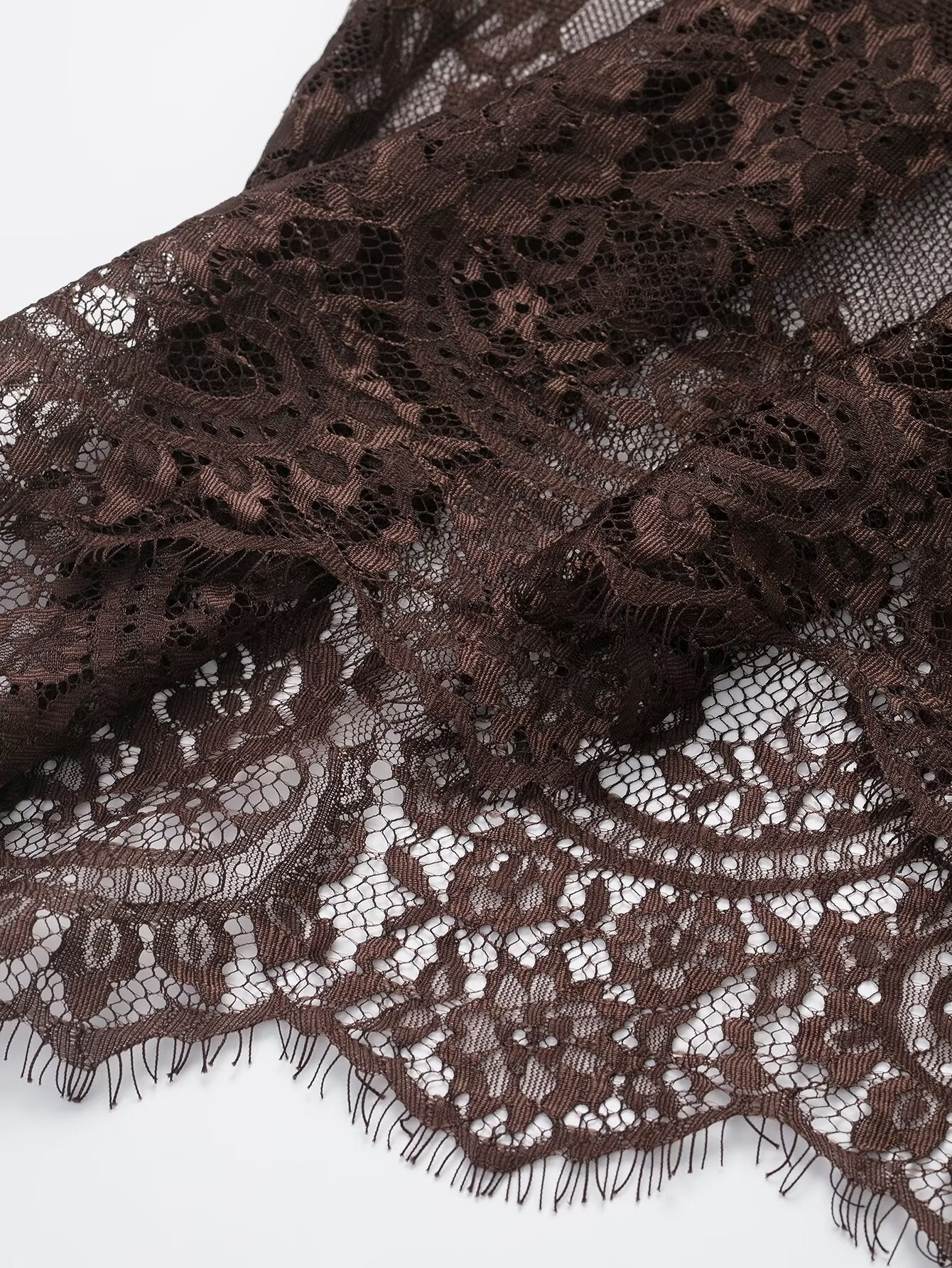 Women Clothing Winter Sexy See through Lace Stitching High Waist Skirt Long Skirt