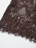Women Clothing Winter Sexy See through Lace Stitching High Waist Skirt Long Skirt