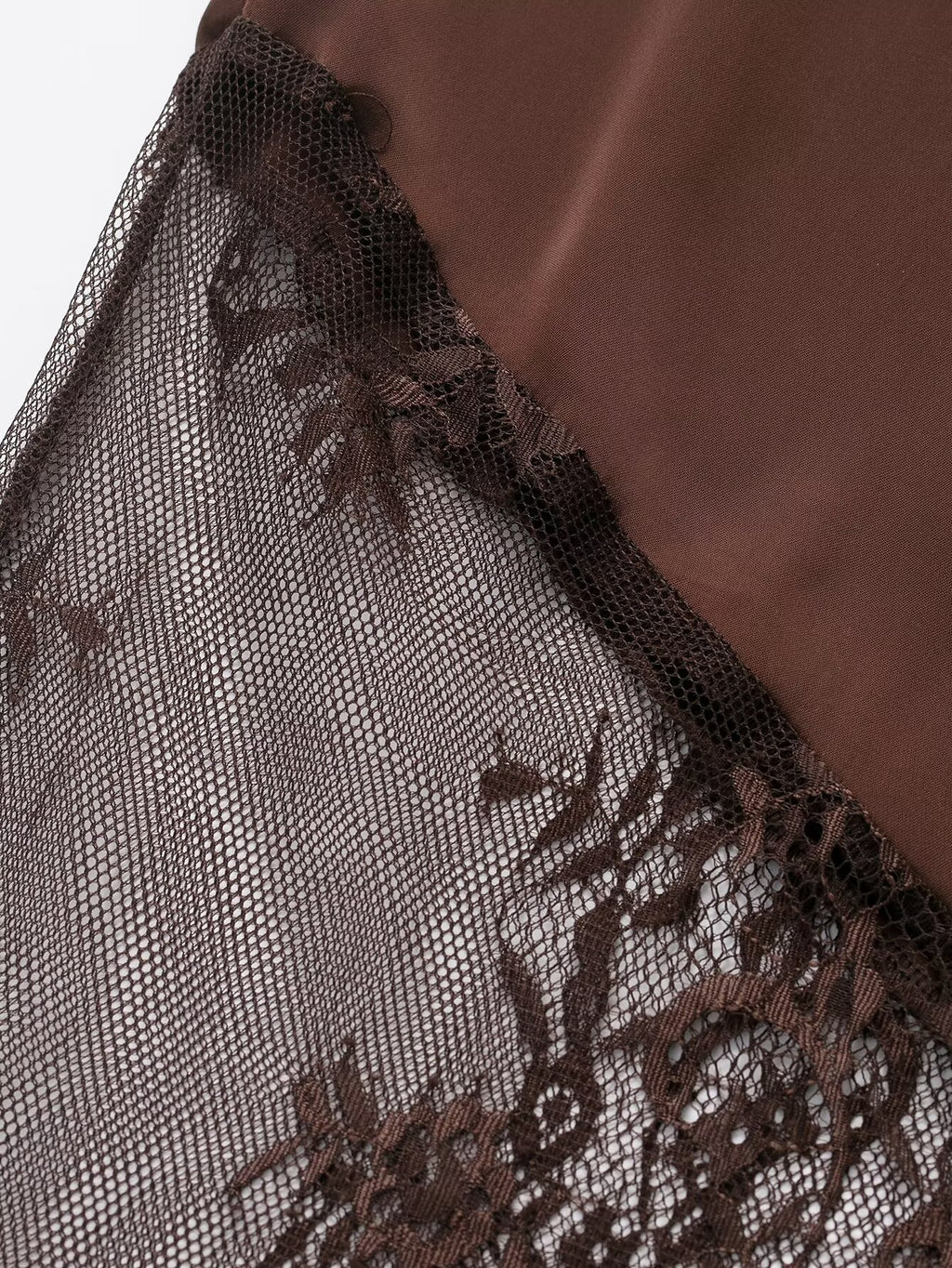 Women Clothing Winter Sexy See through Lace Stitching High Waist Skirt Long Skirt